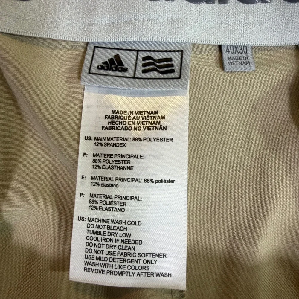 Adidas Golf Mens Khaki Performance Stretch Flat Front Pants 40x30 Golf Preppy